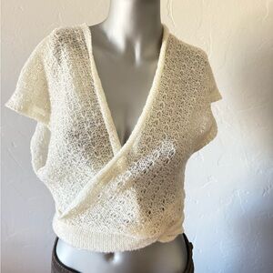 Vintage tie wrap Balletcore Sweater Vest in Feminine Boho‎ Knit